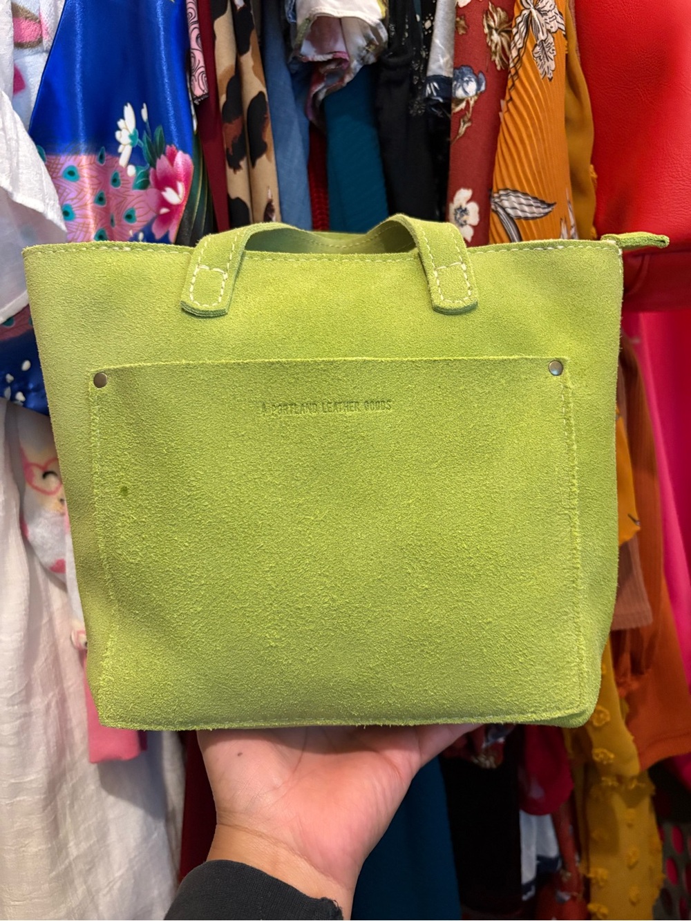 Portland Leather Goods | Mini Tote | Lime Suede